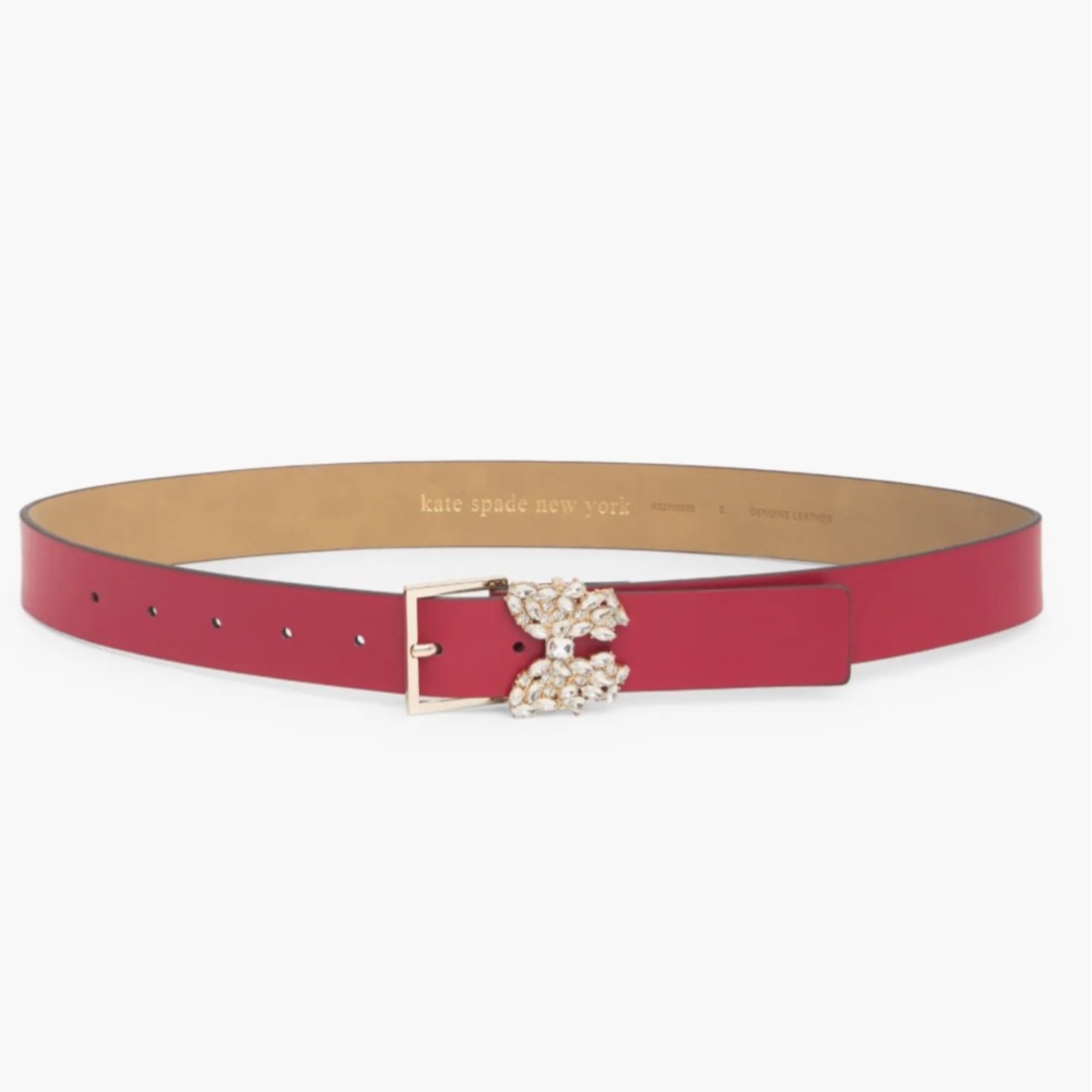 Kate Spade Rhinestone Butterfly Red Belt L New - Picture 1 of 3